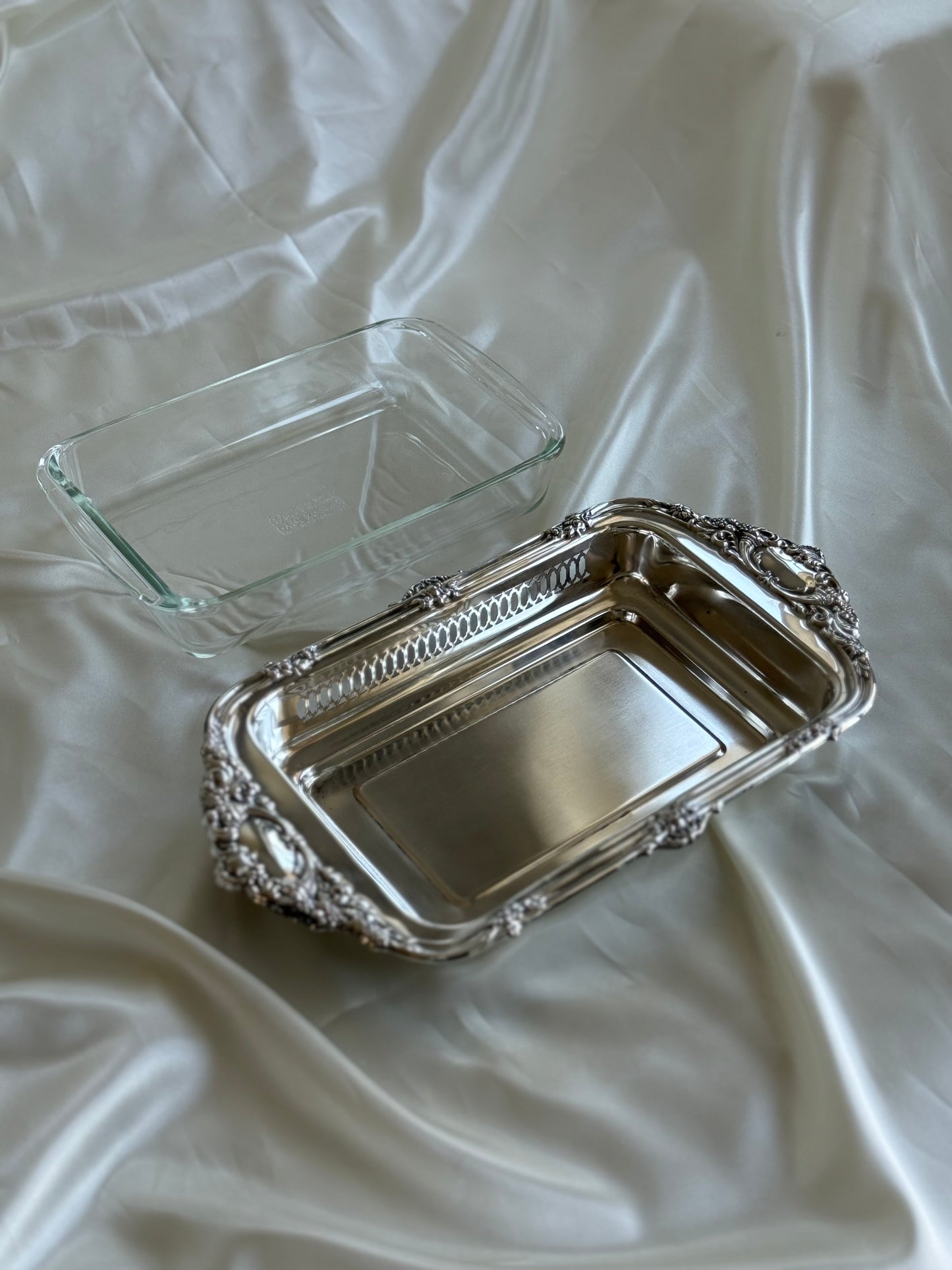 Vintage William Rogers Silver-Plated Casserole Server with Pyrex Dish