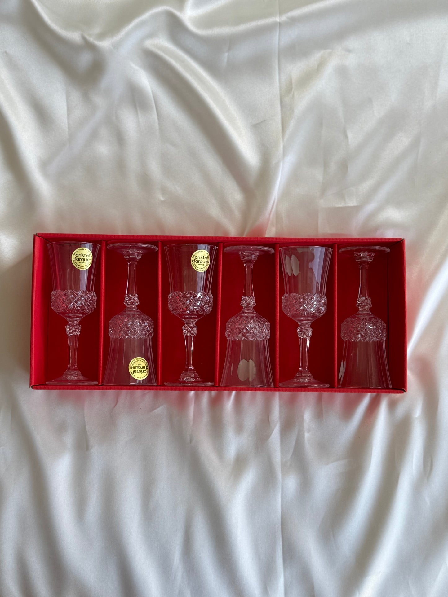 Set of 6 Cristal d’Arques Lead Crystal Liqueur Glasses – Made in France