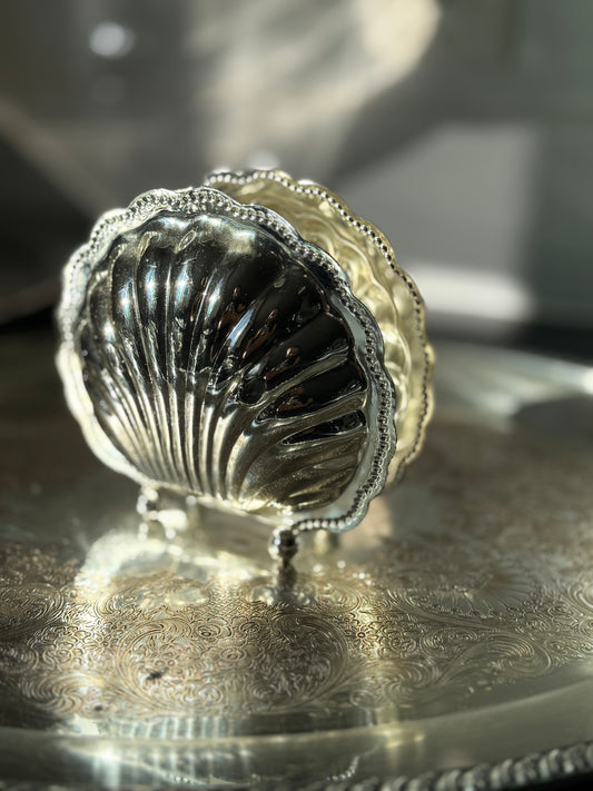 Vintage Silver-Plated Shell Napkin Holder