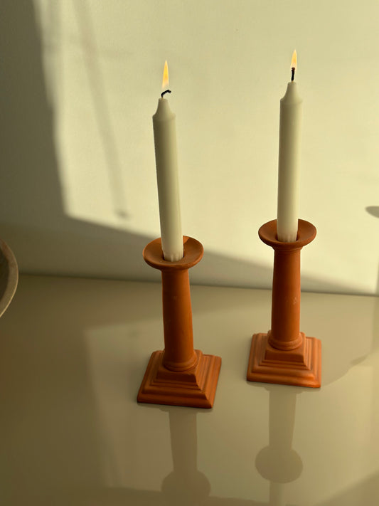 Handmade terracotta candleholders