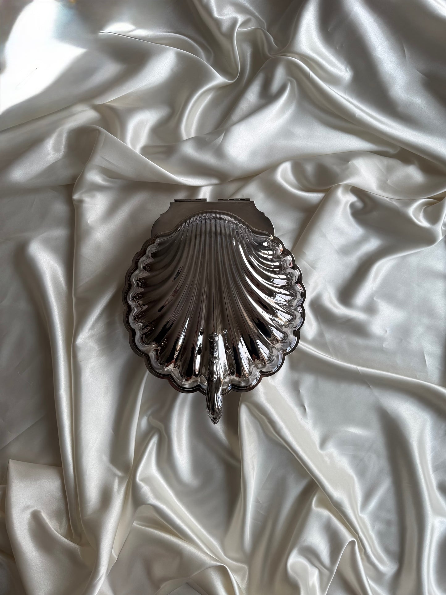 Vintage Silver-Plated XL Clamshell Serving Dish