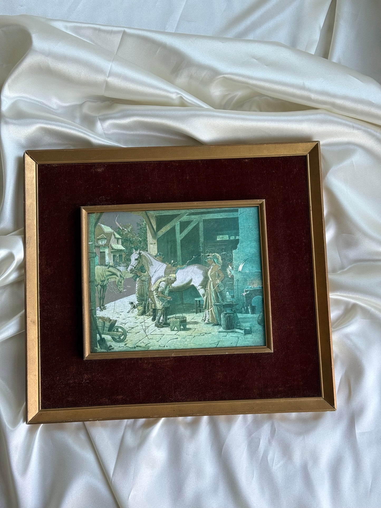 Vintage Framed Farrier & Horse Print