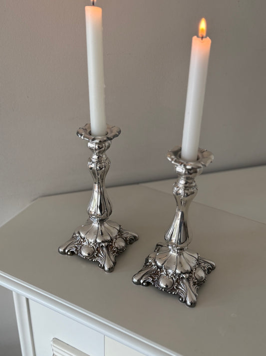 Pair of vintage Wm. A. Rogers silver plated candlesticks