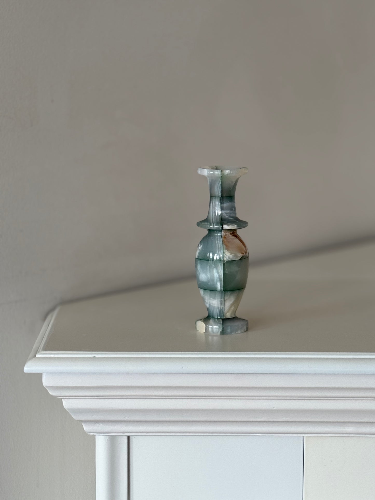 Vintage Checkered Onyx Vase