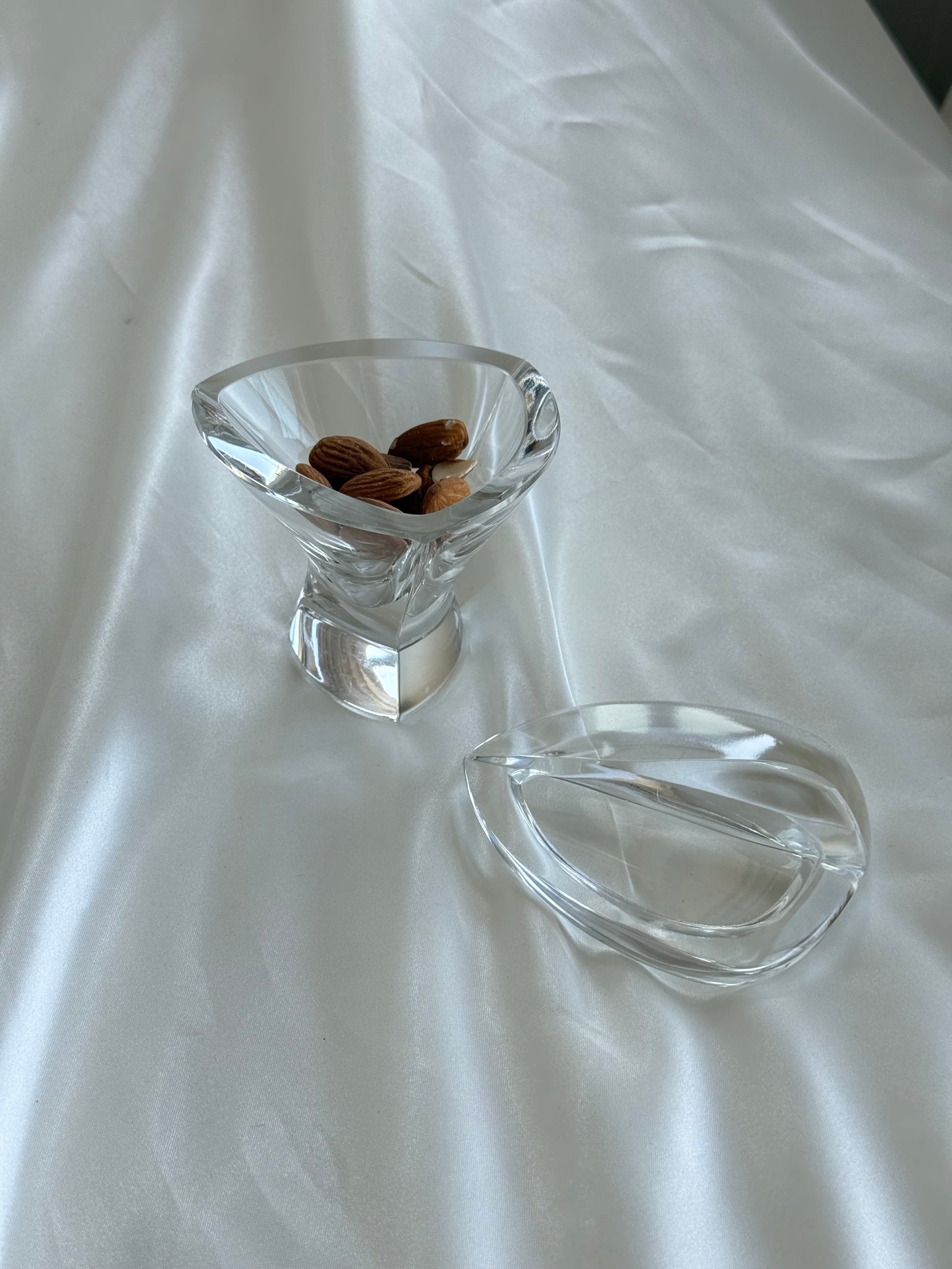 Vintage Sculptural Glass Candy Dish with Lid