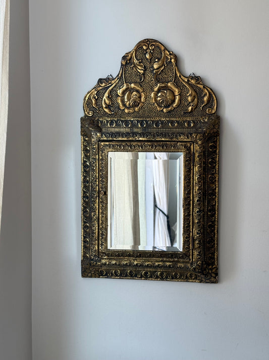 Antique Dutch Art Nouveau Brass Mirror Cabinet with Original Brushes | Circa 1900