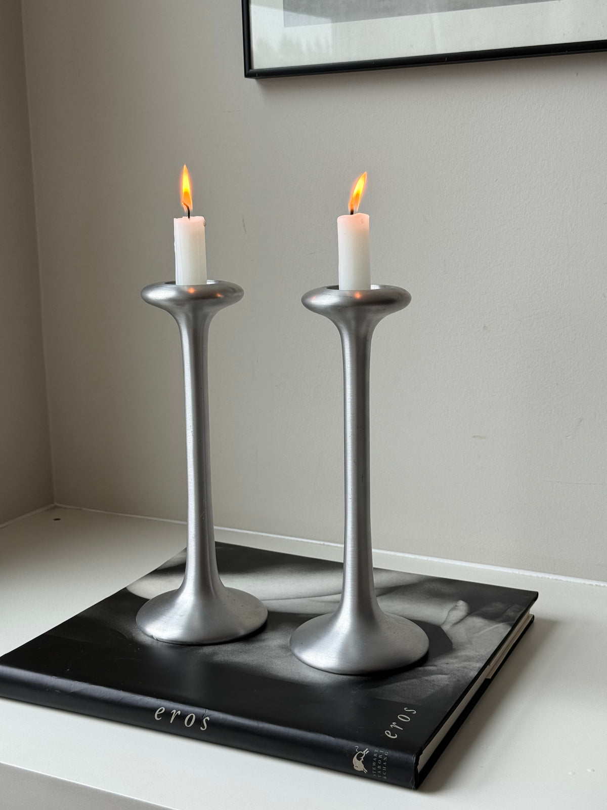 Vintage IKEA PS Swedish Pewter Candlesticks by Carl Öjerstam | Set of Two | Scandinavian Design