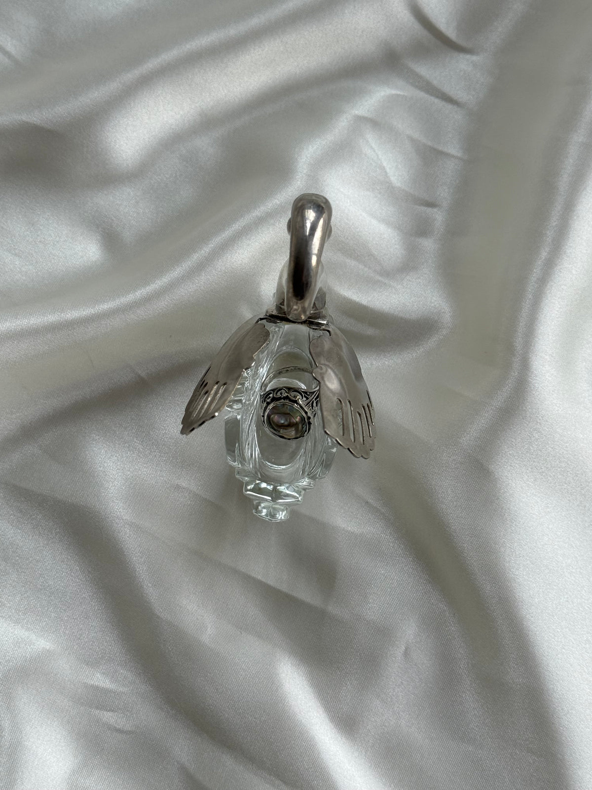 Vintage Italian Silver-plated & Glass Swan Salt Cellar