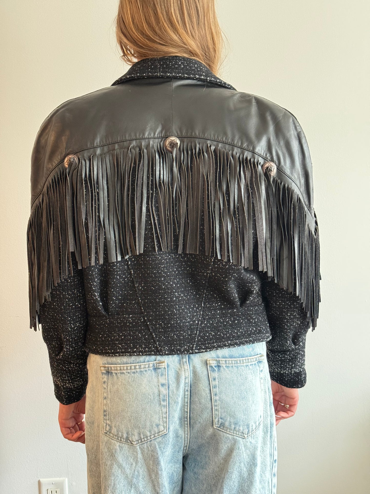 Vintage Wool & Leather Fringe Jacket — S/M