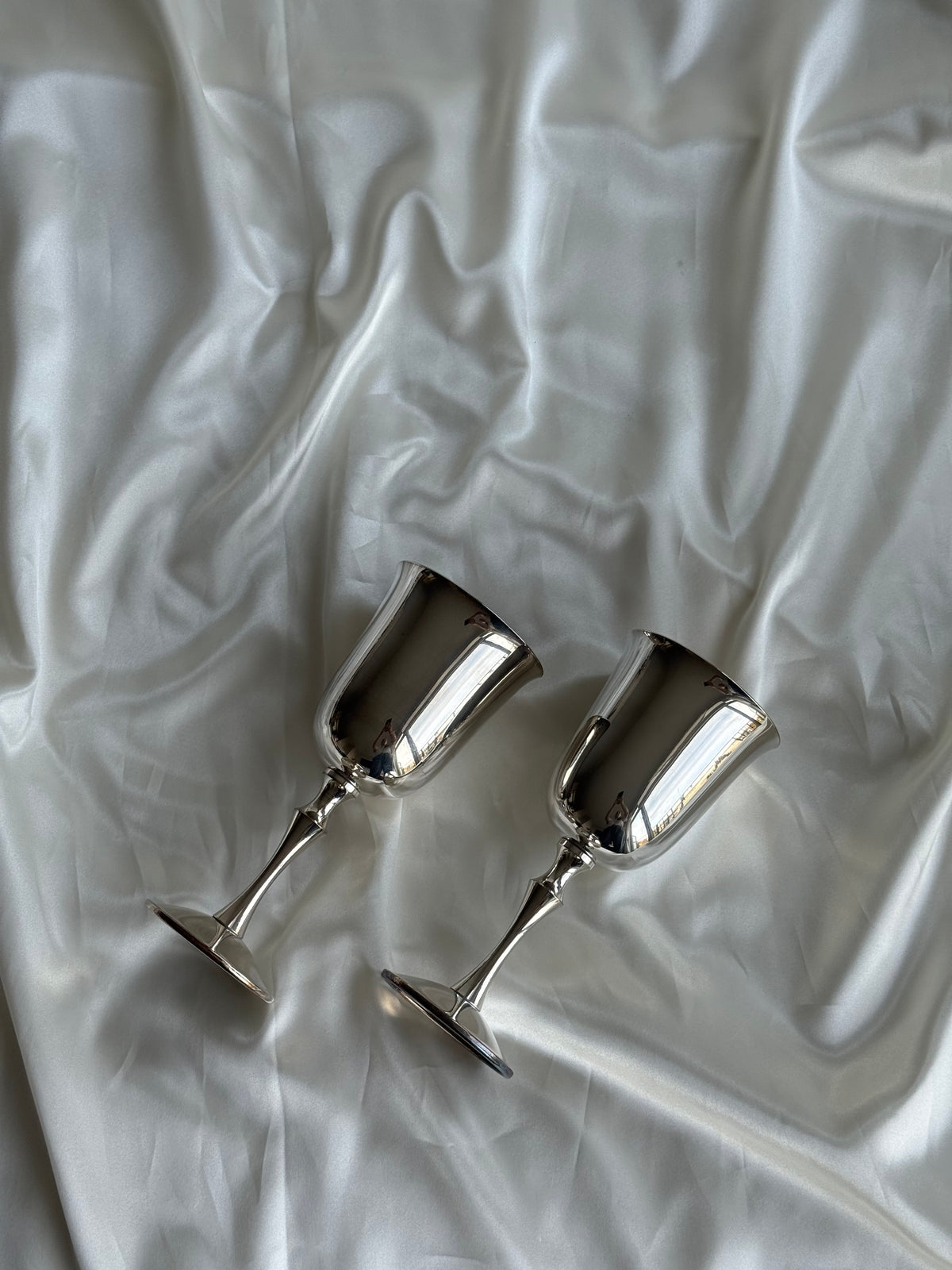 Vintage Spanish Silver-Plated Wine Goblets – Set of Two