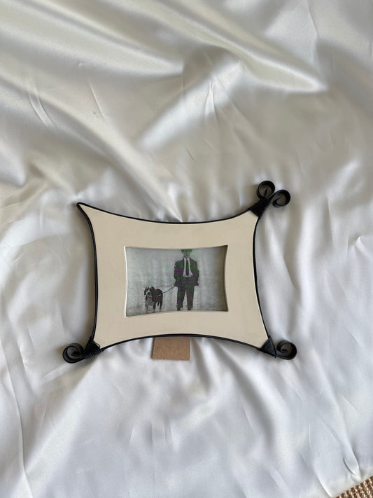 Vintage Scroll Metal & Cream Photo Frame