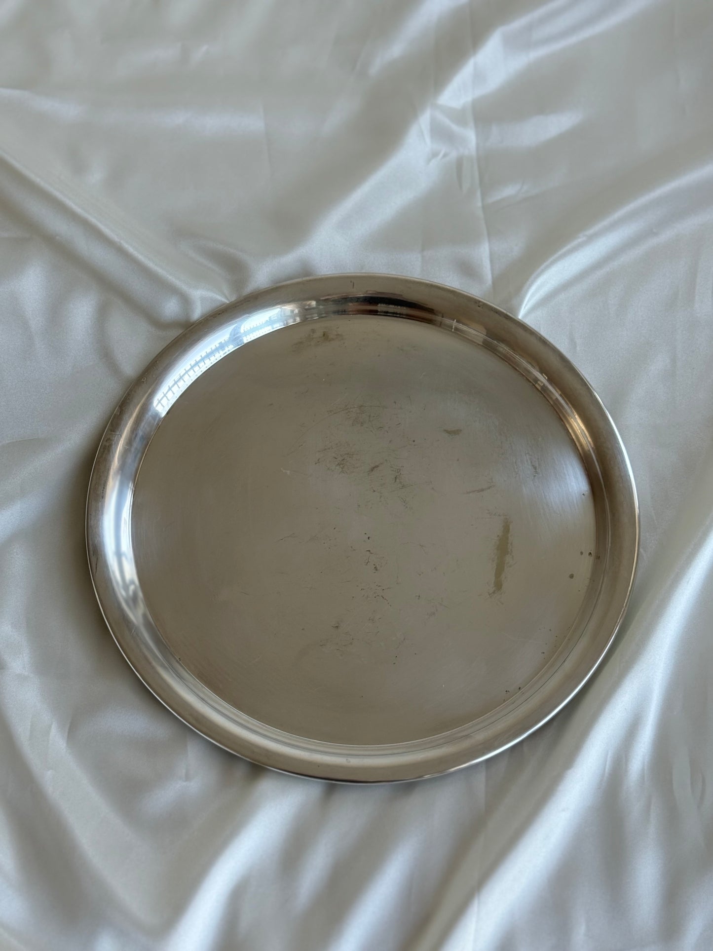 Minimalist Silver-Plated Round Tray