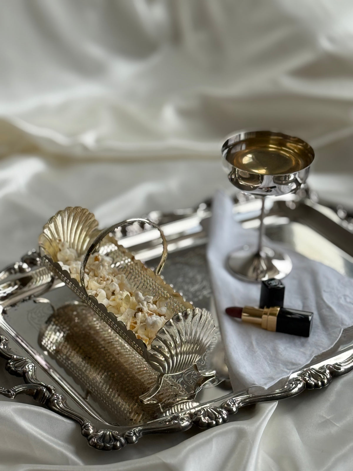 Vintage English-Style Silver-Plated Shell Motif Biscuit Tray – 8.5”