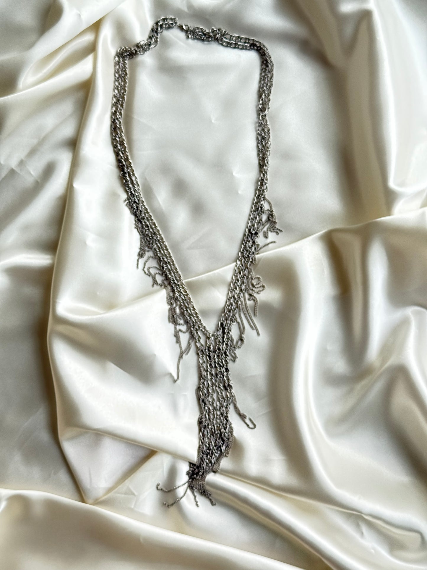 Vintage Layered Chain Fringe Statement Necklace
