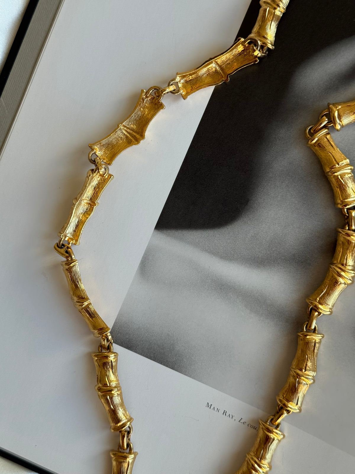 Vintage Monet Gold-Tone Bamboo Link Statement Necklace