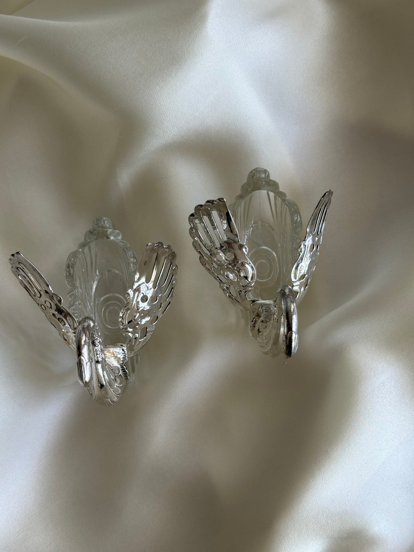 Silver plated and glass Swan