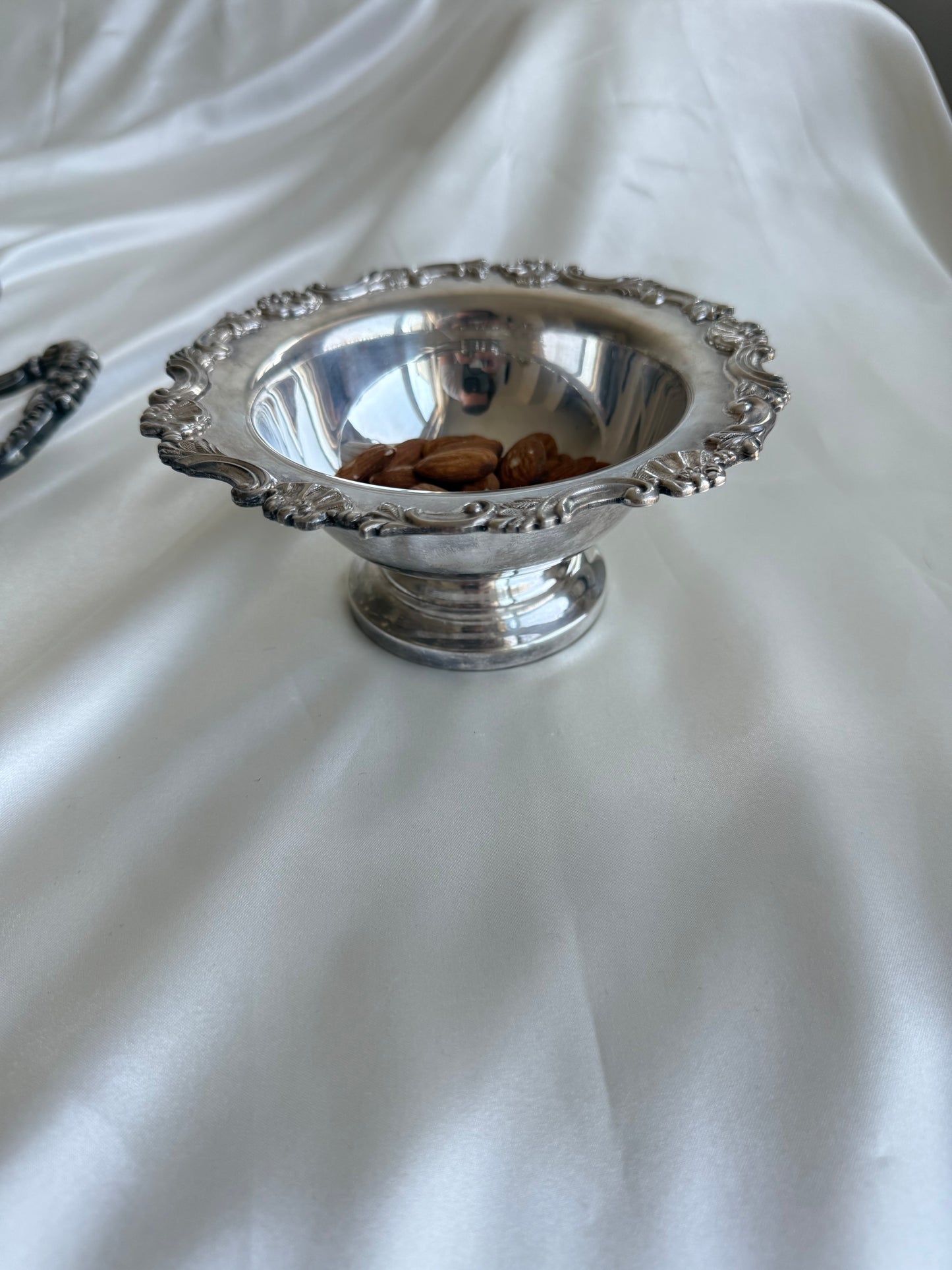 Vintage Silver-Plated on Brass Pedestal Bowl