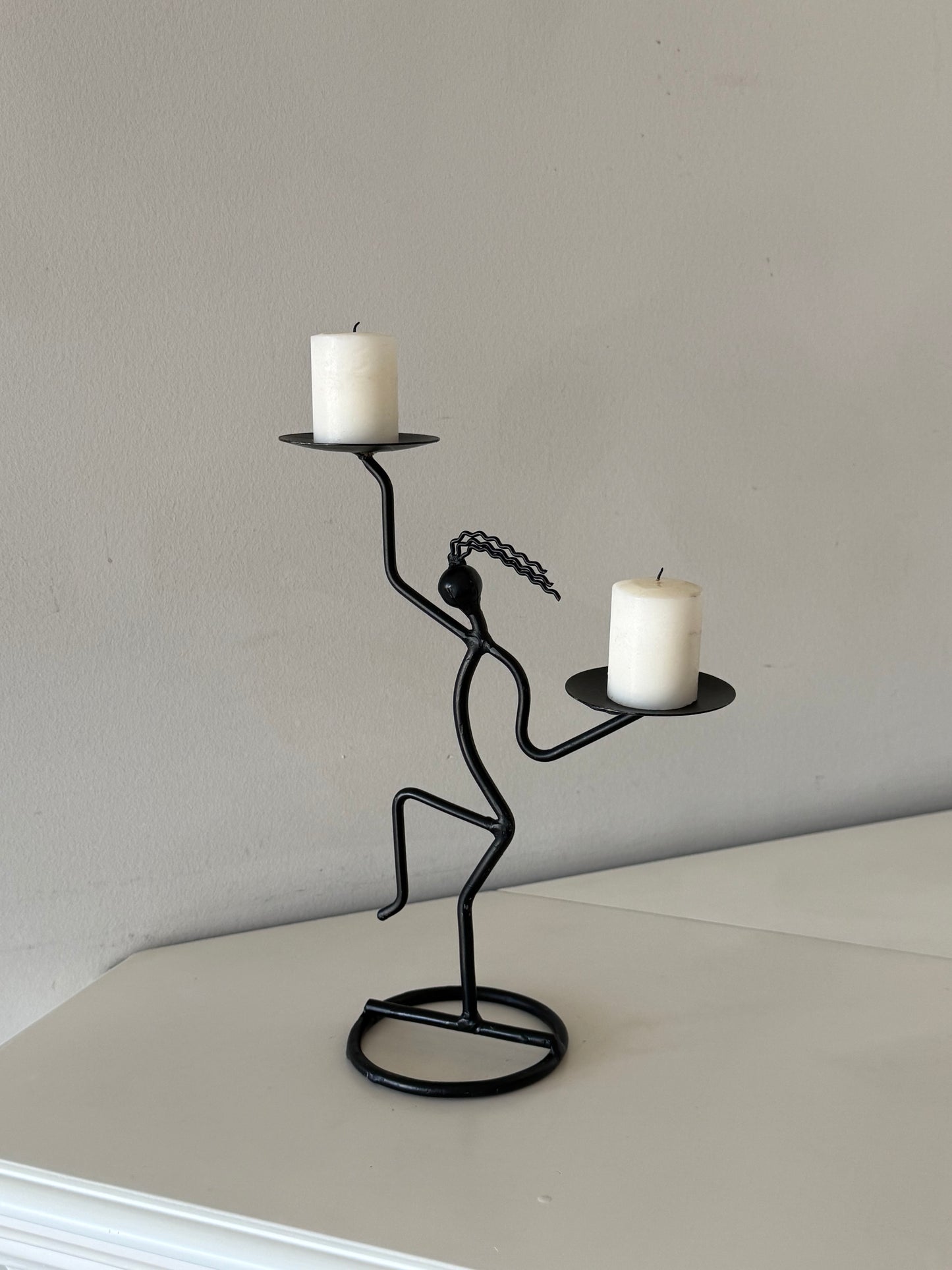 Vintage Iron Figural Candle Holder