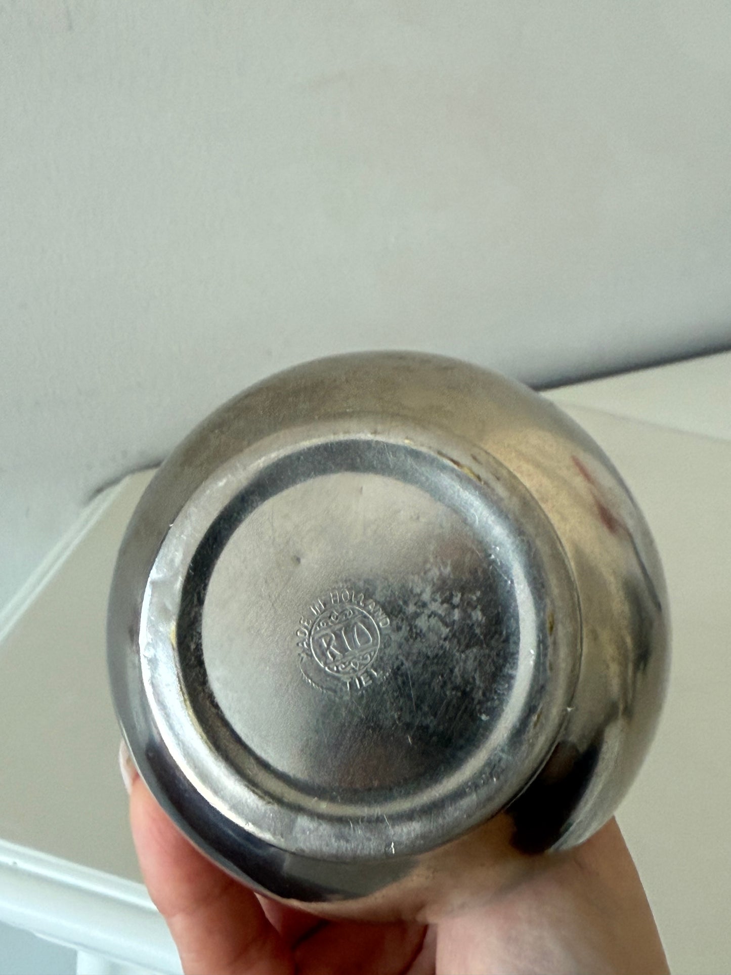 Vintage R10 Holland Pewter Miniature Pitcher / Bud Vase
