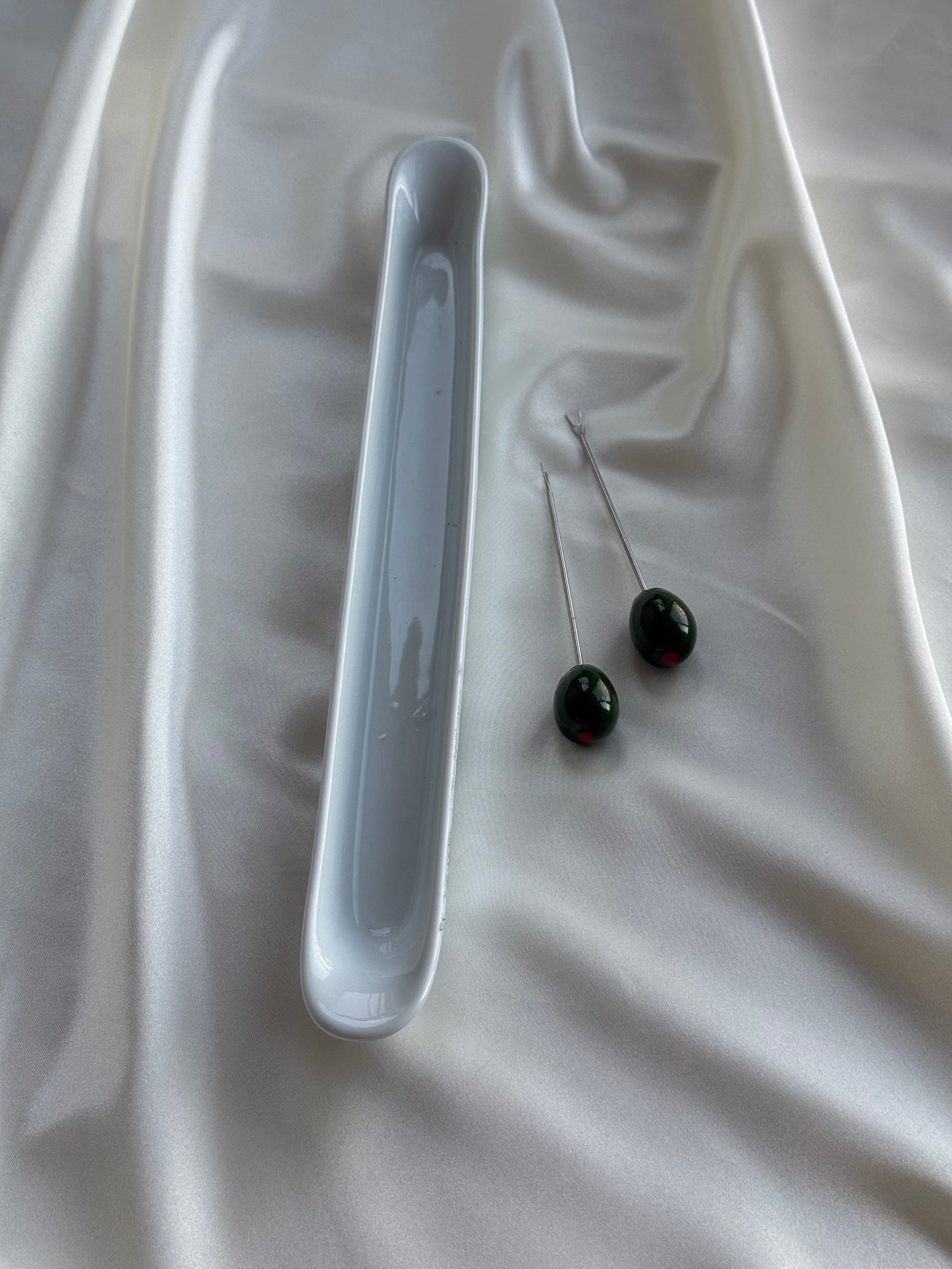 White Ceramic Olive Holder