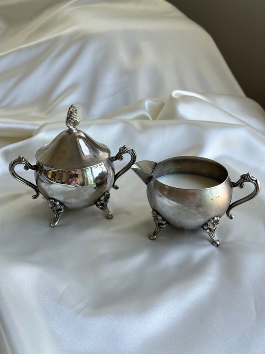 Vintage Silver Plated Cream & Sugar Set