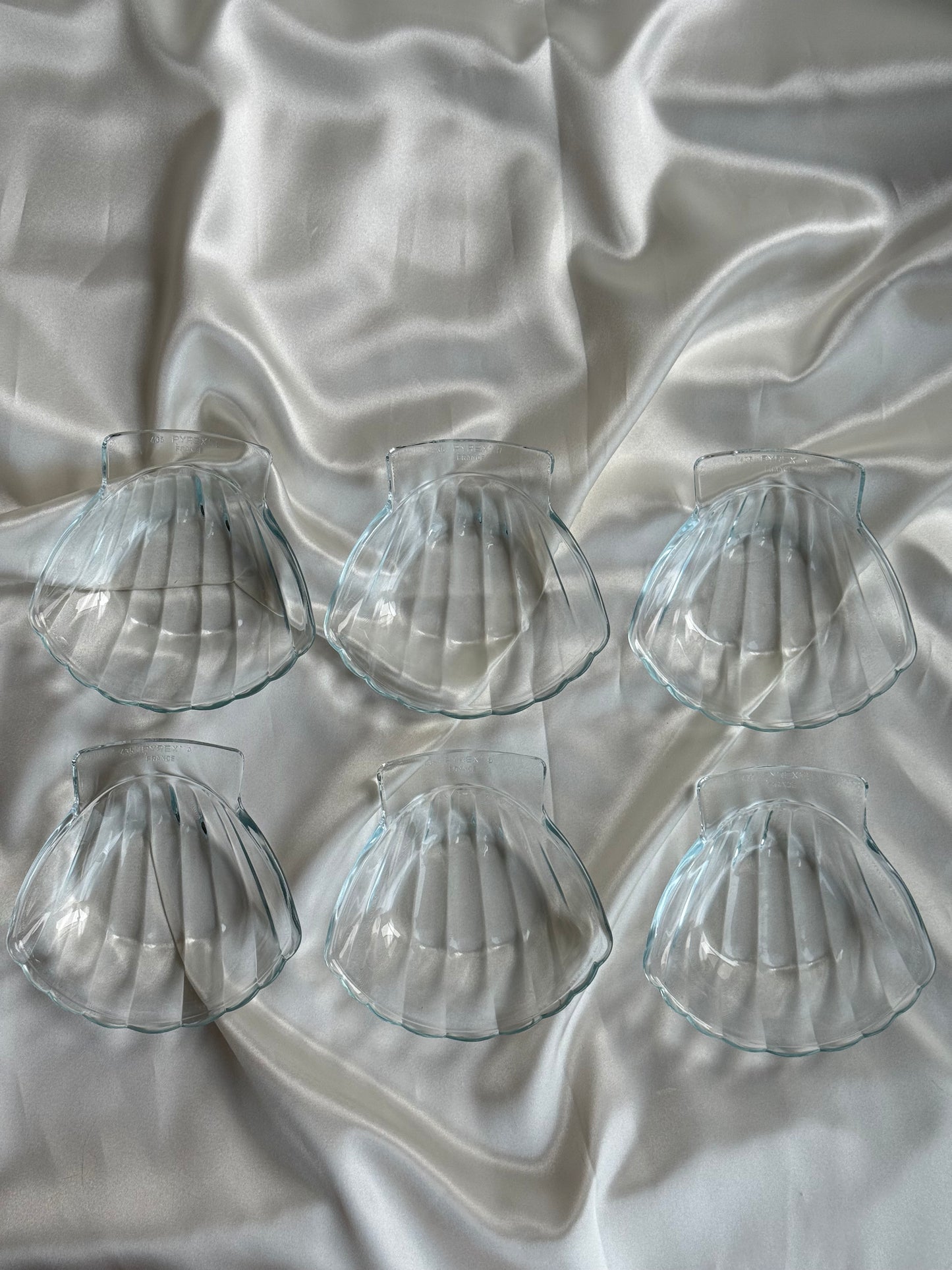 Vintage glass six shell dishes France