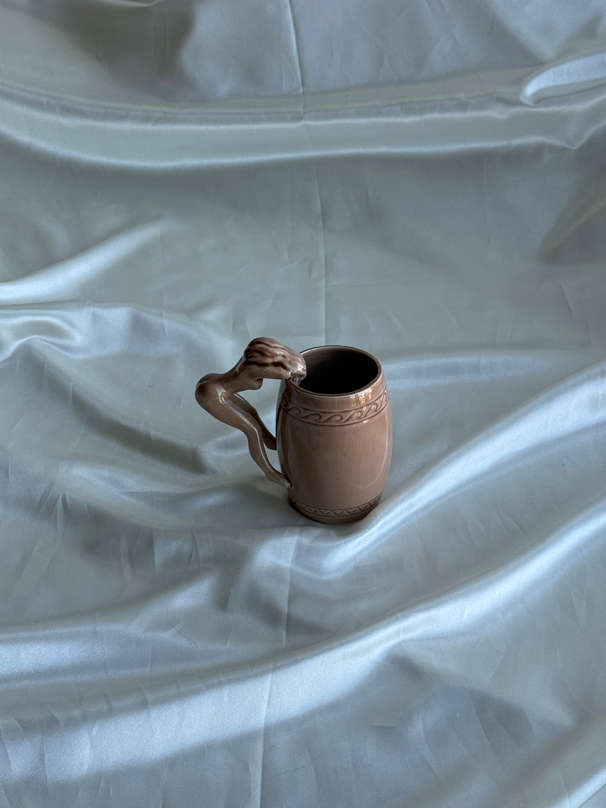 Vintage 1970s Japanese Nude Woman Ceramic Mug – Sculptural Figural Handle