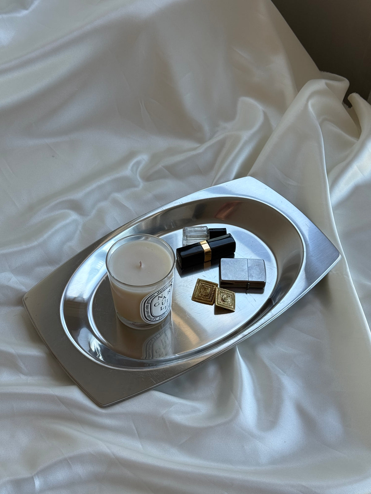 Vintage Stainless Steel Modernist Serving Tray