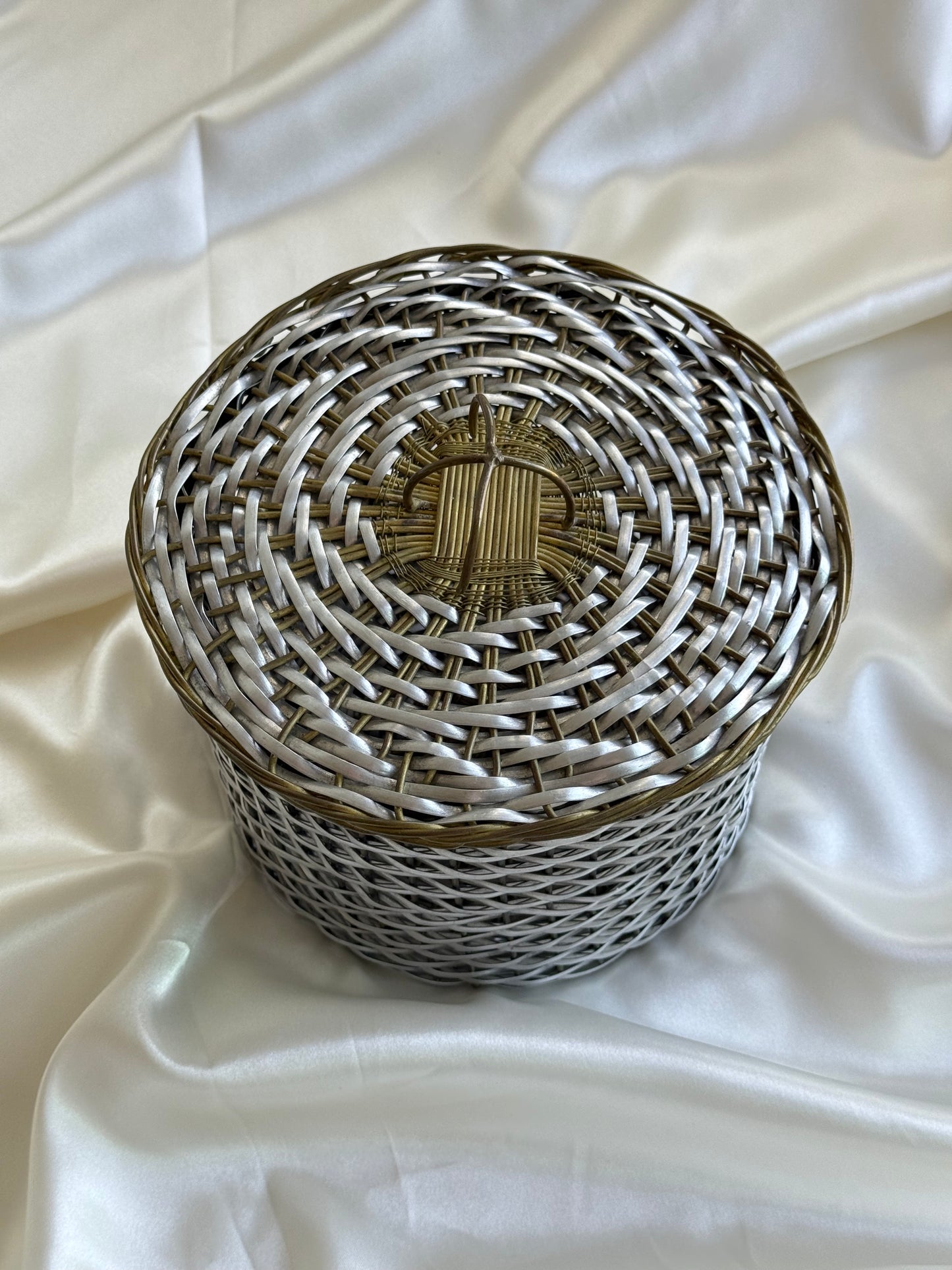 Vintage Woven Lidded Basket