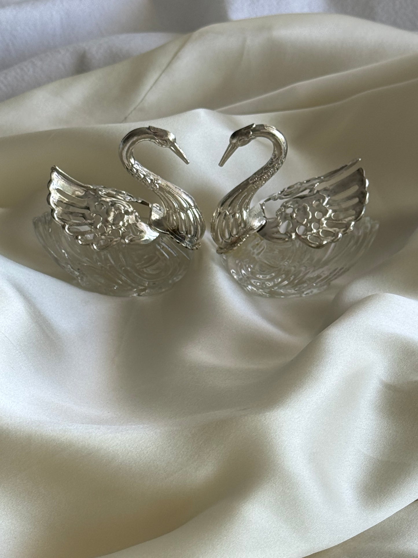 Silver plated and glass Swan