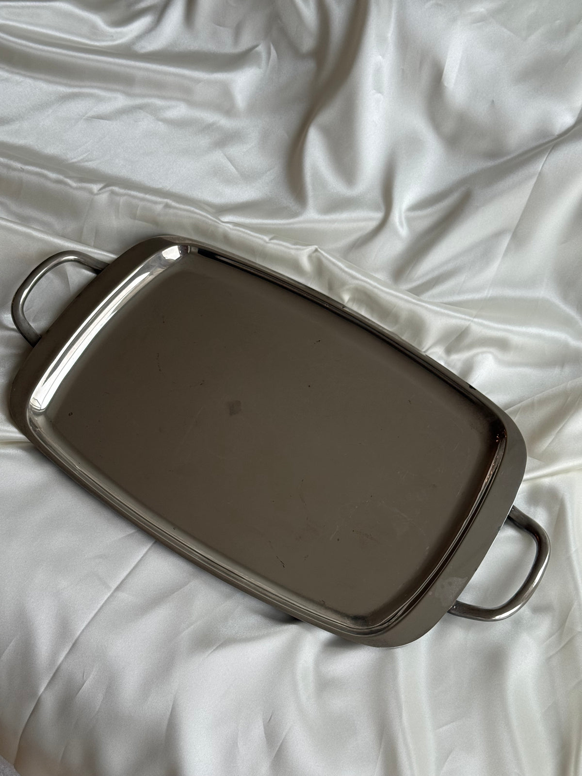 Vintage Silver-Plated Modernist Serving Tray with Handles