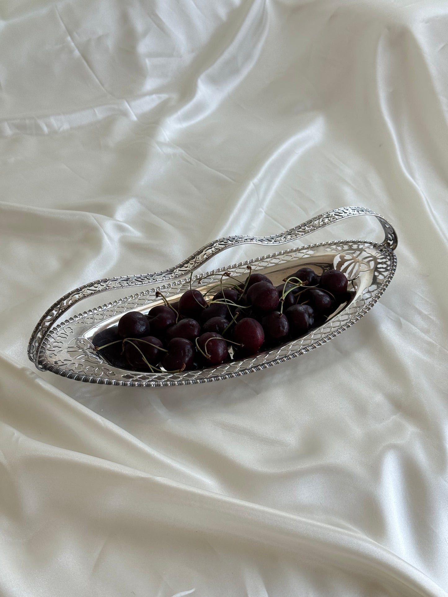 Vintage Silver-Plated Pierced Bread & Fruit Basket