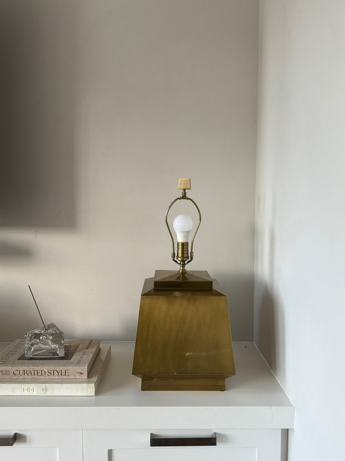 Vintage Wildwood Solid Brass Geometric Table Lamp | Hollywood Regency