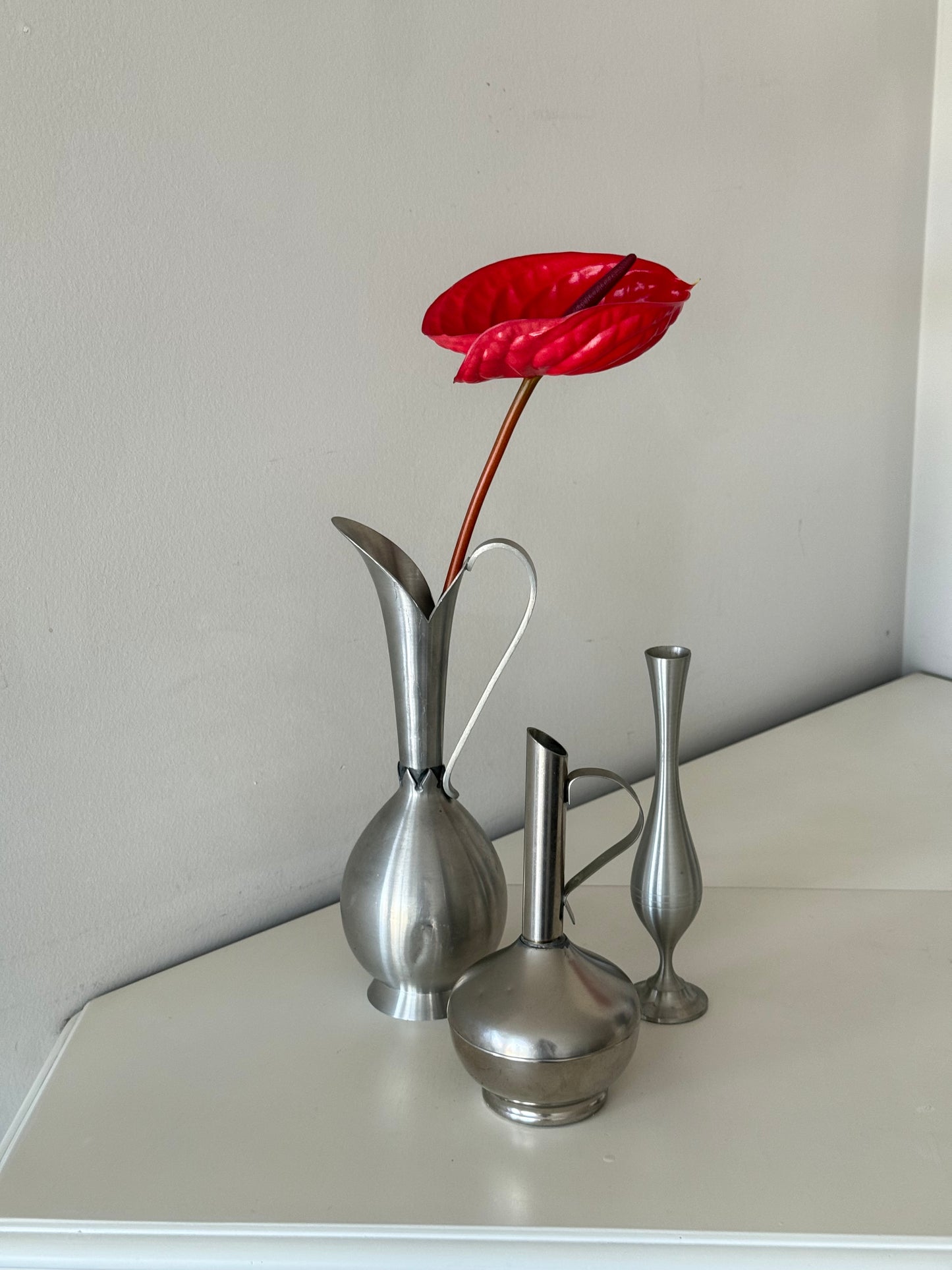 Vintage Norwegian Pewter Pitcher / Bud Vase