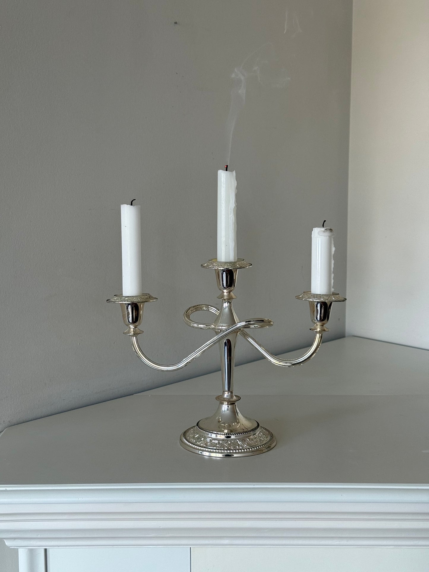 Vintage Silver Plated Three-Arm Candelabra