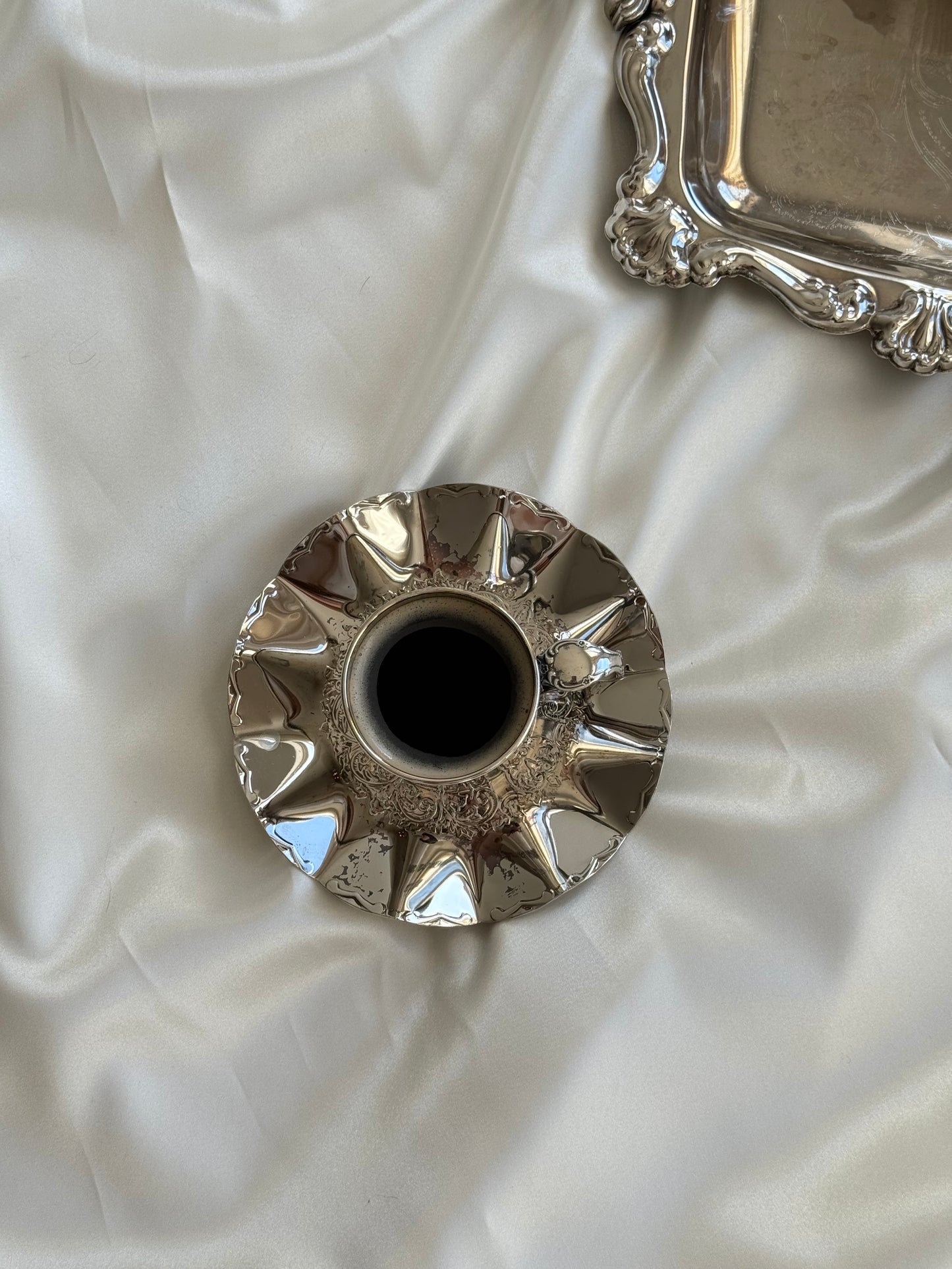 Vintage Silver-Plated Coffee Cup & Saucer