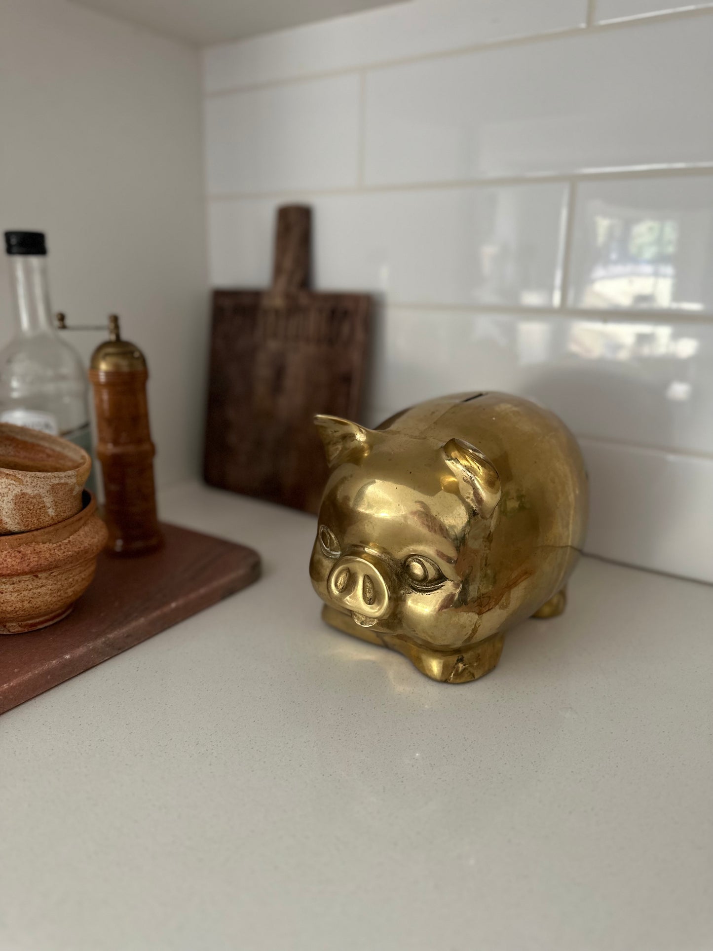 Vintage brass piggy bank