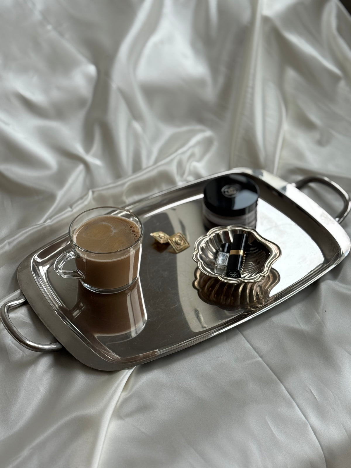 Vintage Silver-Plated Modernist Serving Tray with Handles