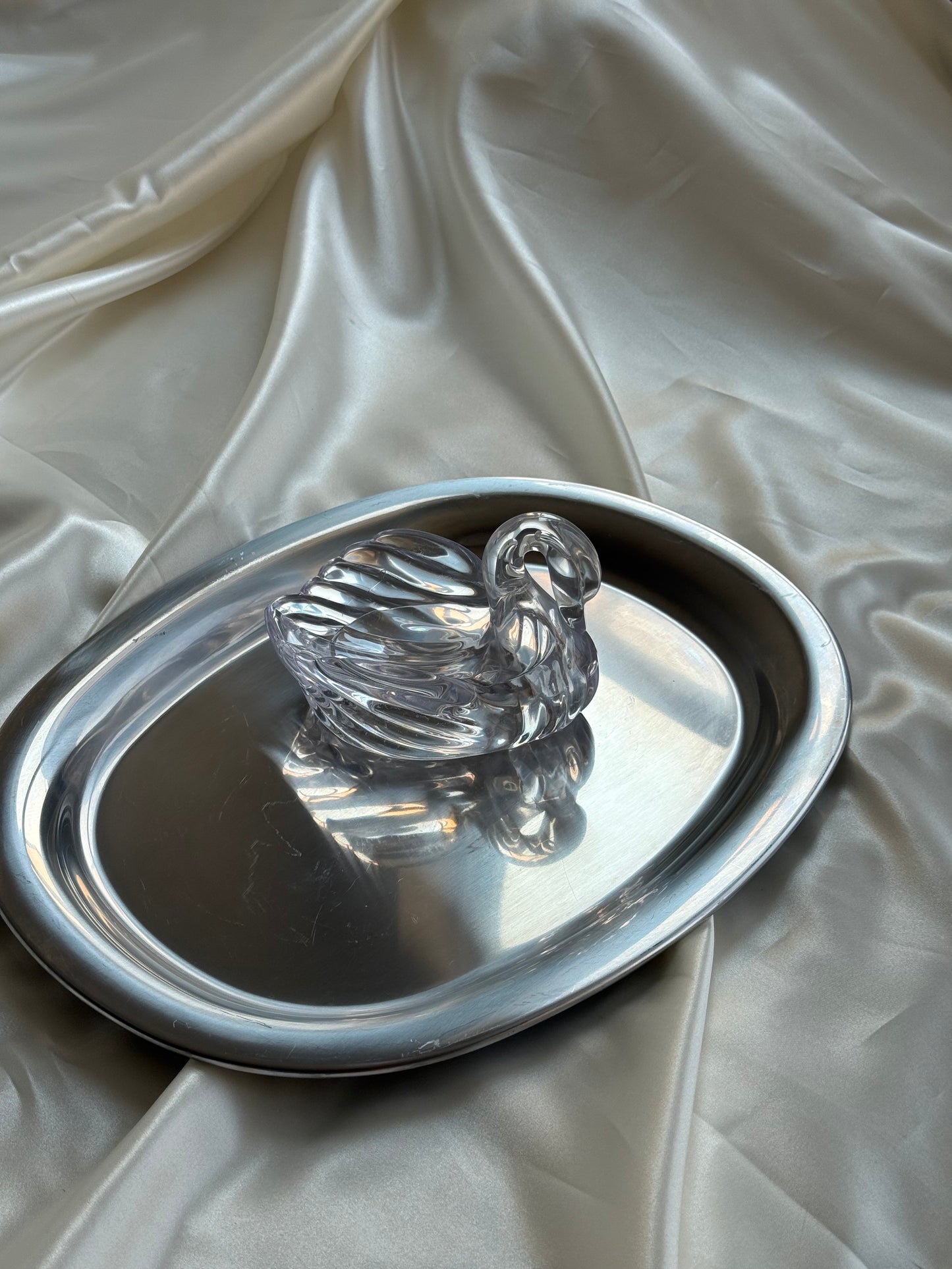 Vintage Clear Acrylic Swan Trinket Dish