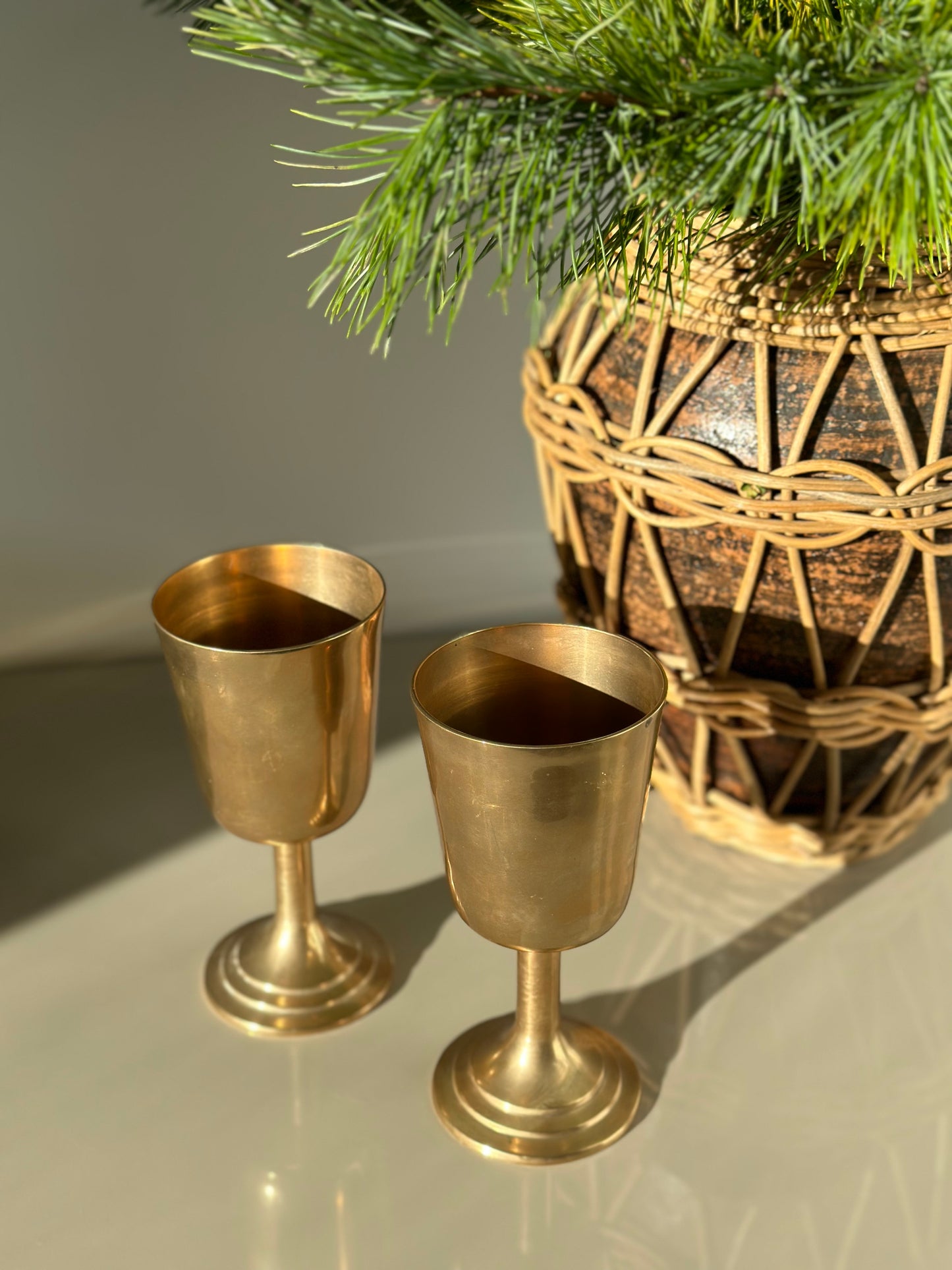 Vintage brass goblets