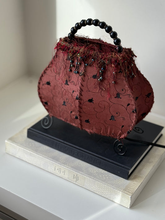 Vintage Handbag Style Table Lamp – Textile & Beaded Detail