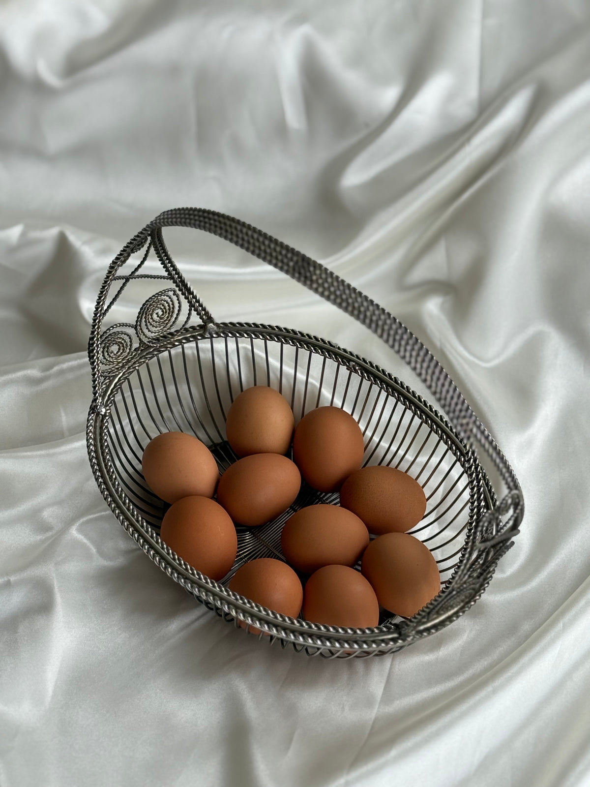 Vintage Silver-Plated Ornate Wire Basket