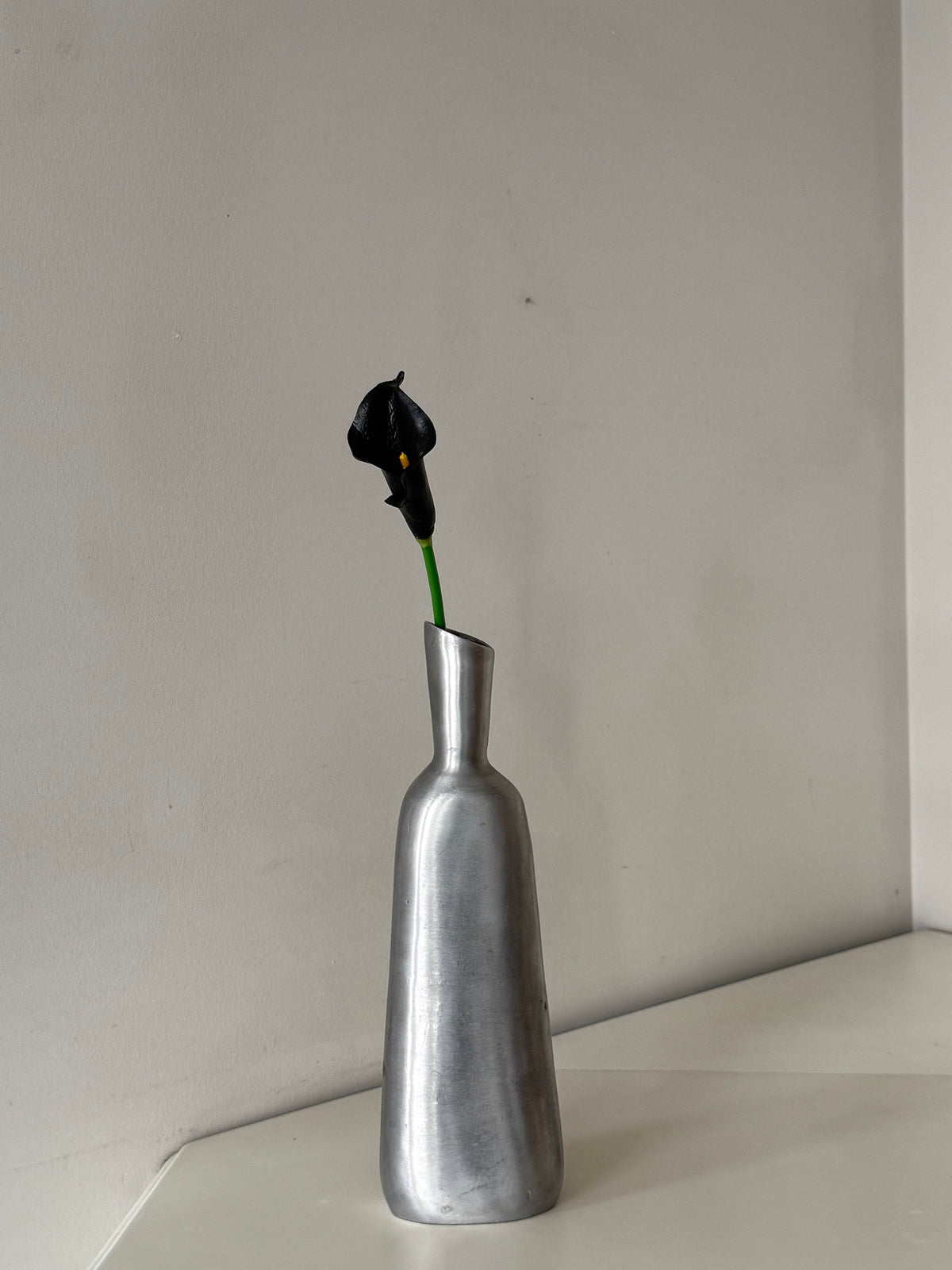 Vintage Modernist Silver Tone Sculptural vase