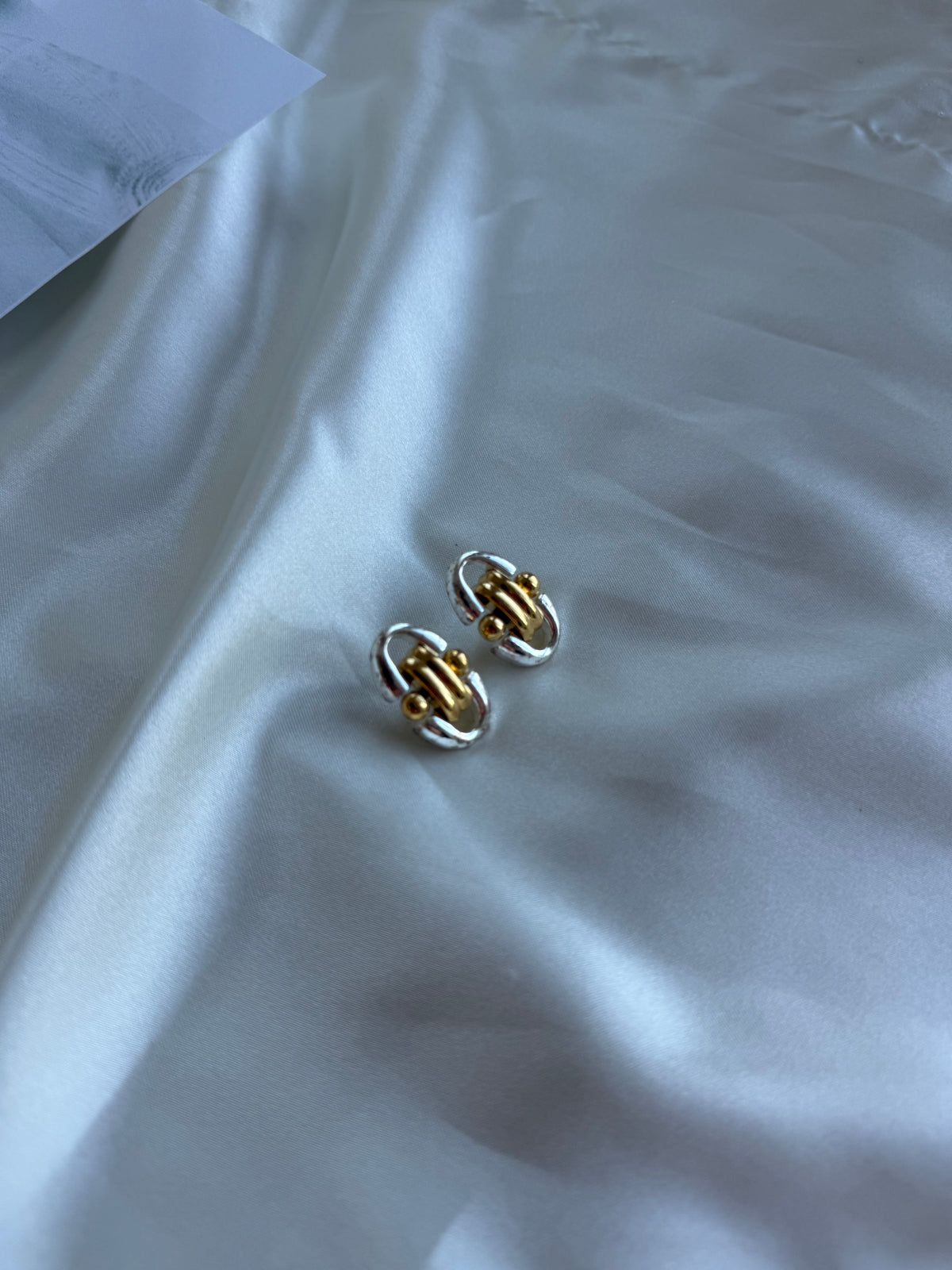 Vintage Two-Tone Sculptural Stud Earrings