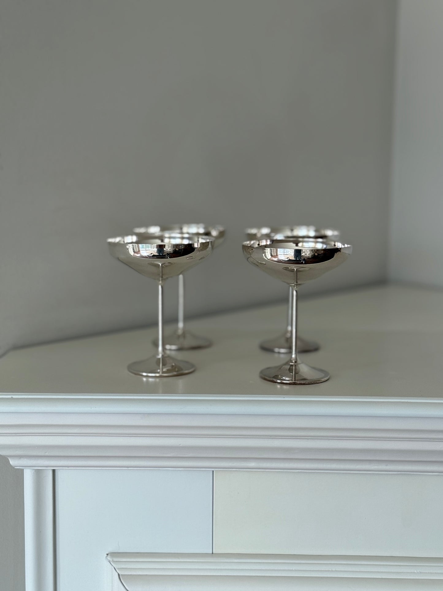 Silver Plated Coupe Champagne Glasses – Set of 4 | Made in Spain