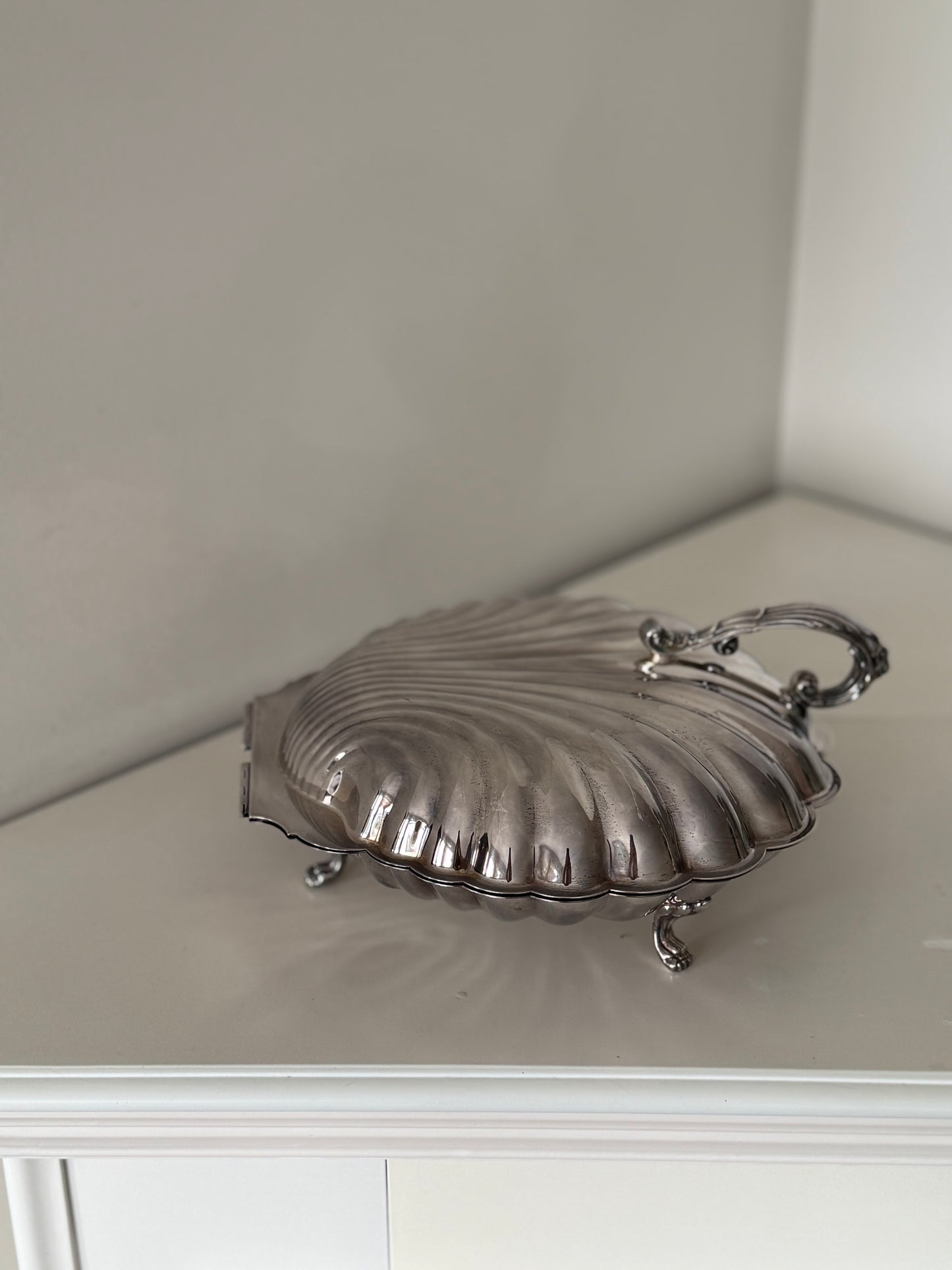 Vintage Silver-Plated XL Clamshell Serving Dish