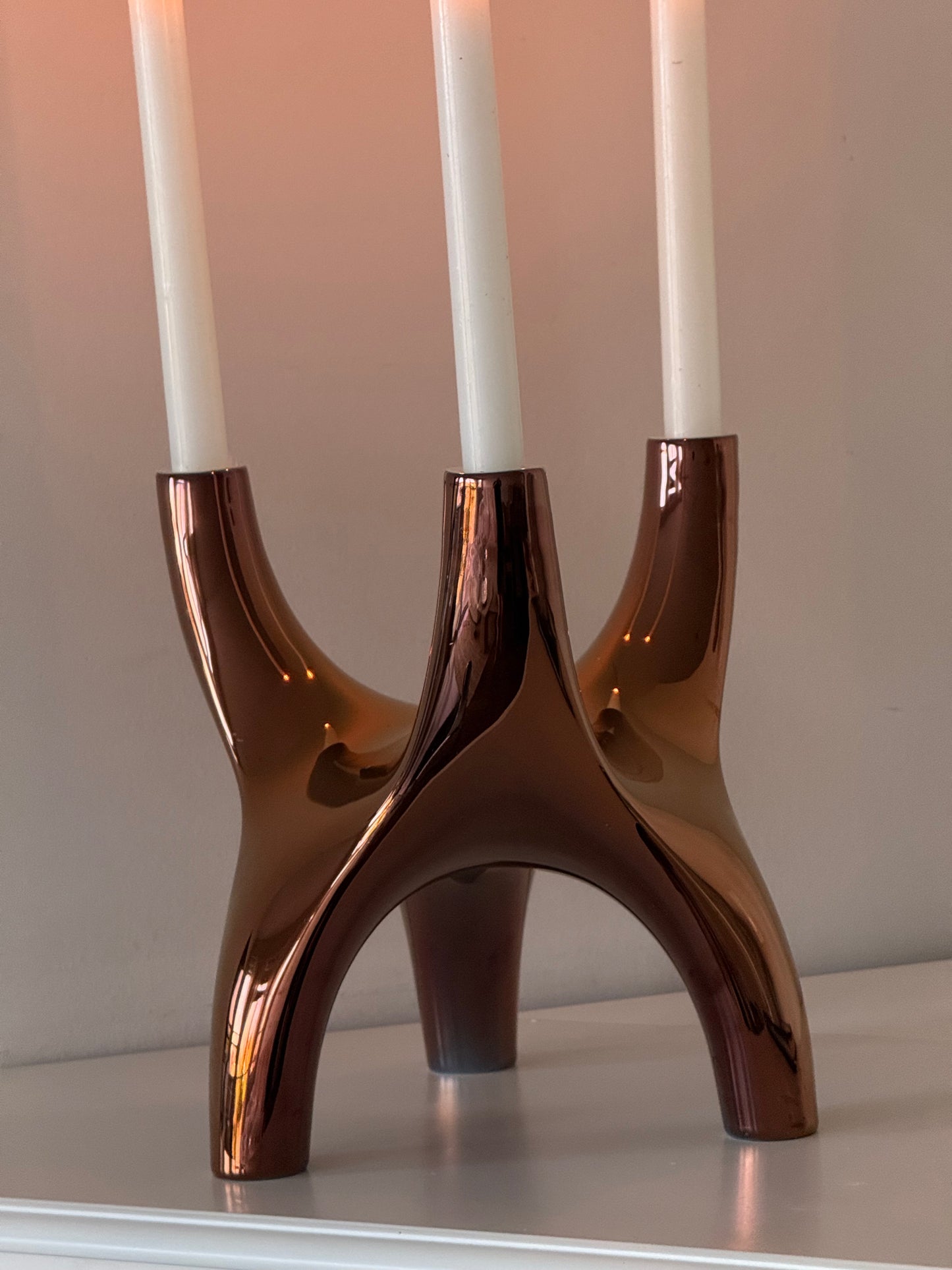 Rosenthal "Free Spirit" Metallic Porcelain 3-Arm Candelabra