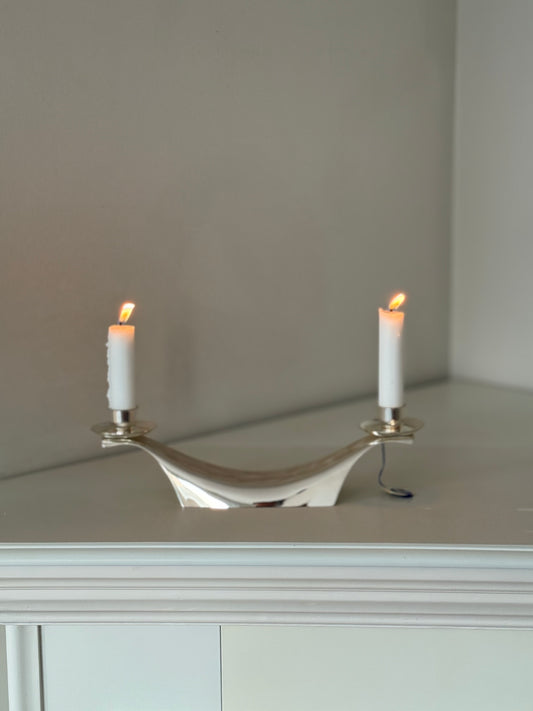 Vintage WMF Ikora Silver-Plated Candleholder & Napkin Holder Set