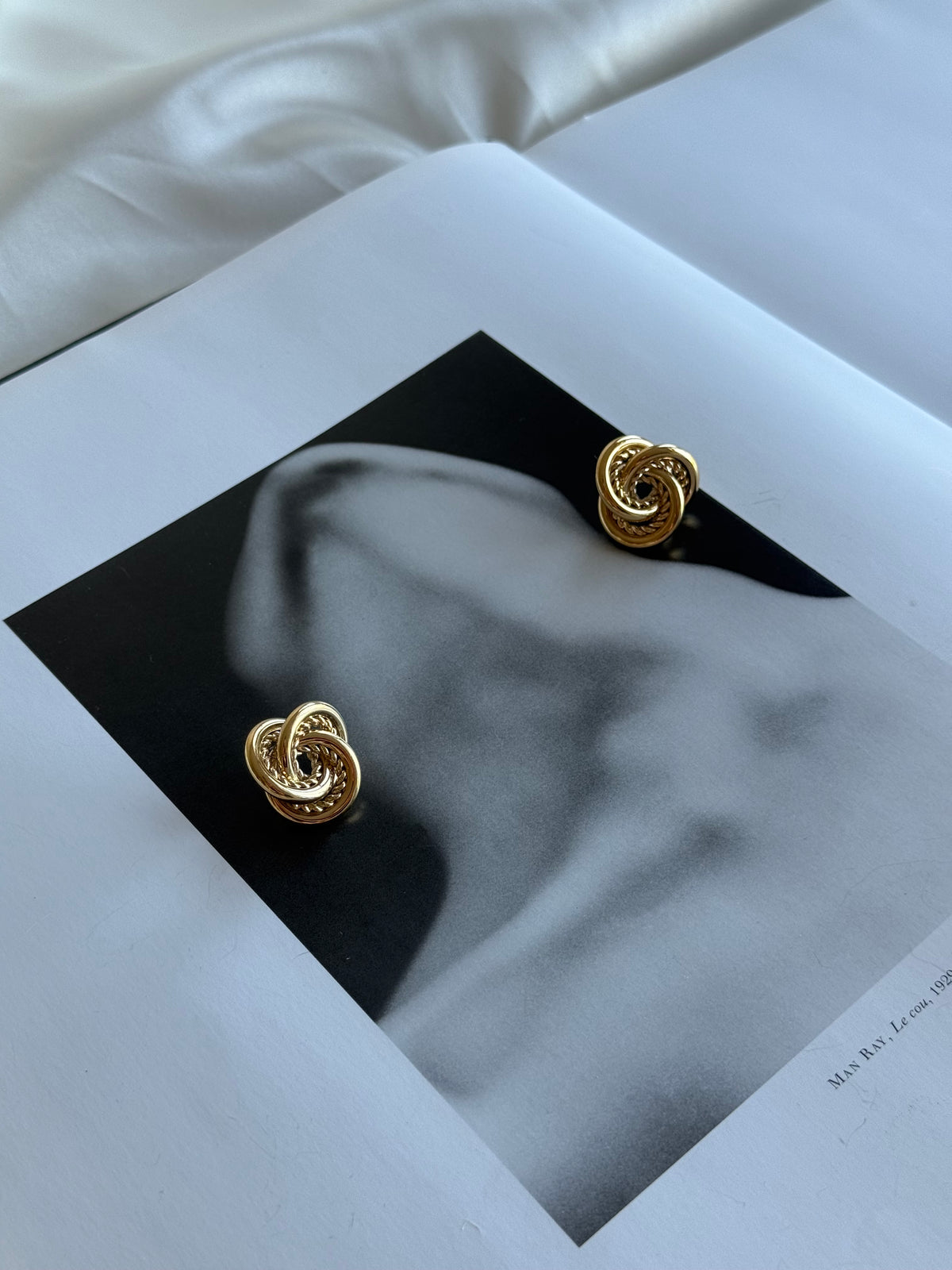Vintage Gold-Tone Knot Stud Earrings