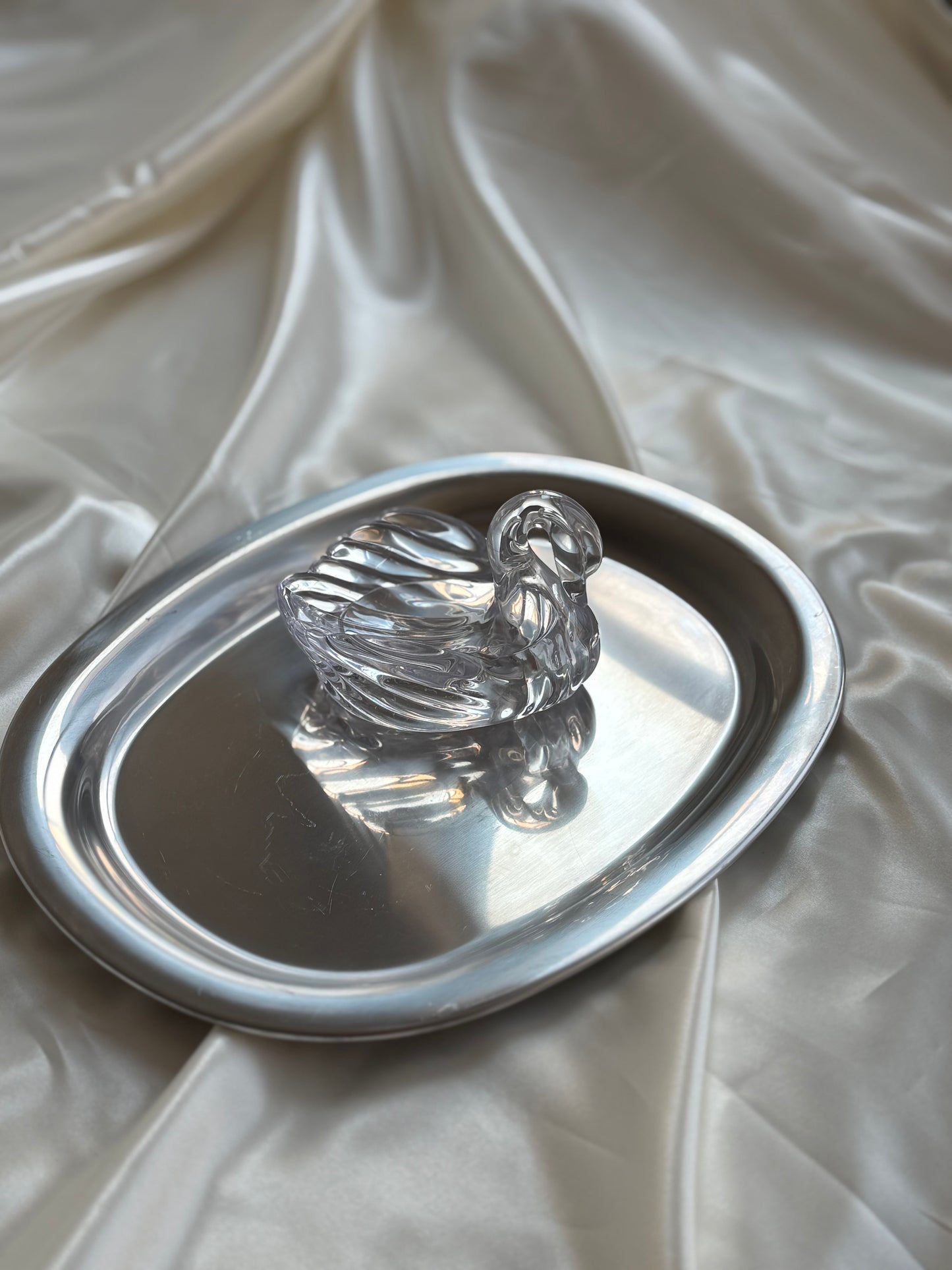Vintage Clear Acrylic Swan Trinket Dish